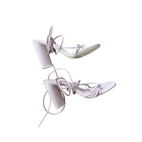 Gianni Bini Womens Lilac Leather Strappy Ankle Wrap Toe Loop Frayya Sandals Sz 8 - Picture 3 of 5